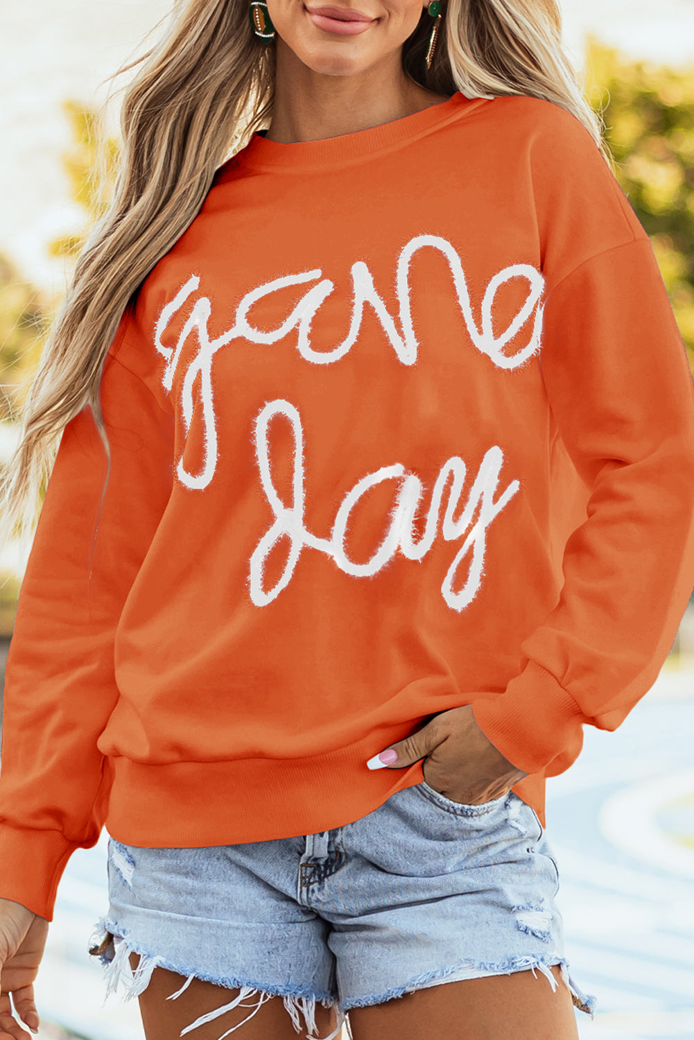 Black Tinsel Game Day Drop Shoulder Graphic Sweatshirt