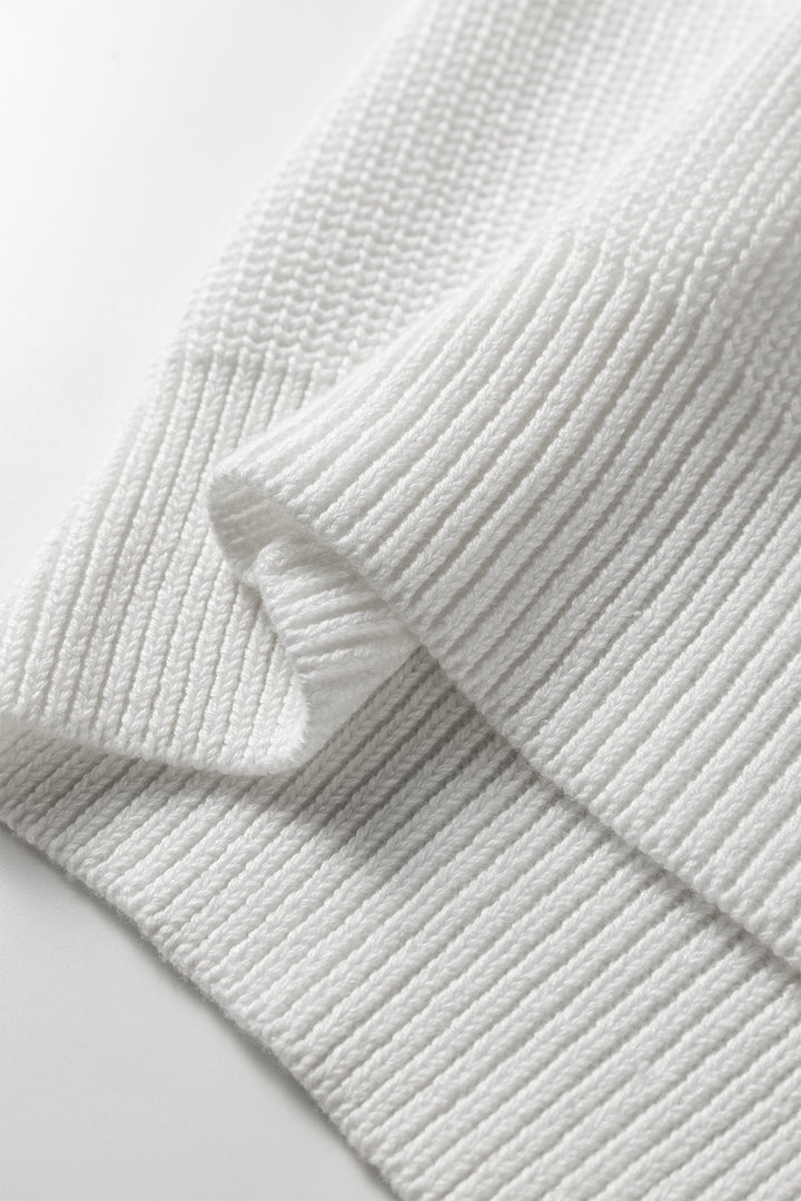 White Asymmetric Neck Drop Shoulder Baggy Slouchy Sweater