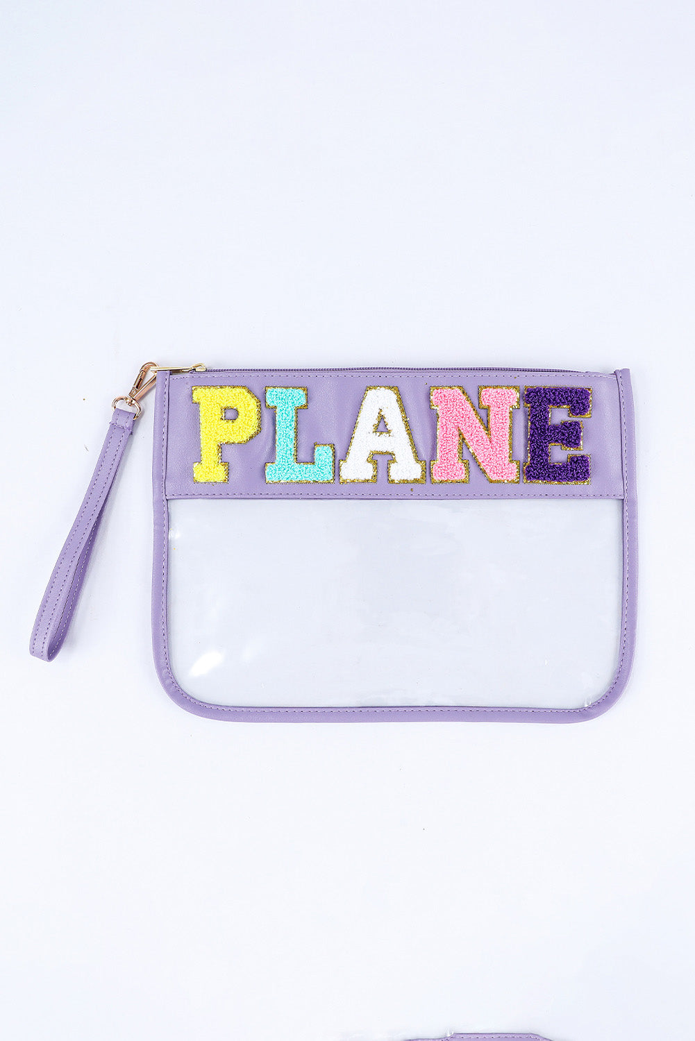 Pink PLANE Zipped Transparent Pouch