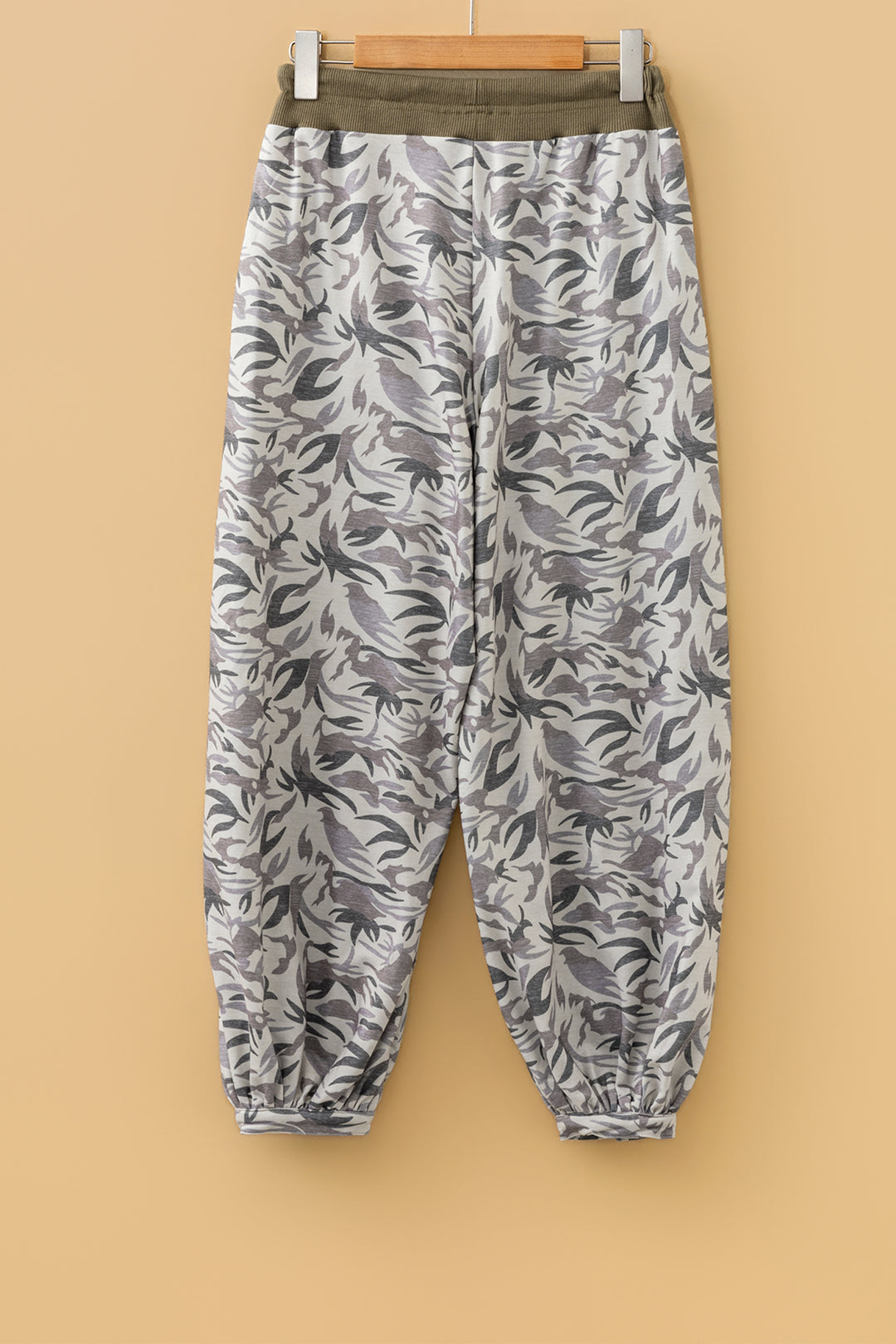 Multicolour Drawstring Contrast Waistband Camouflage Cargo Barrel Pants