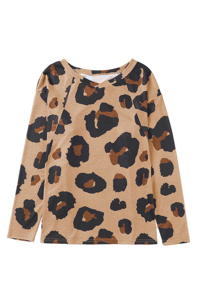 Leopard Print Long Sleeve Loose Top