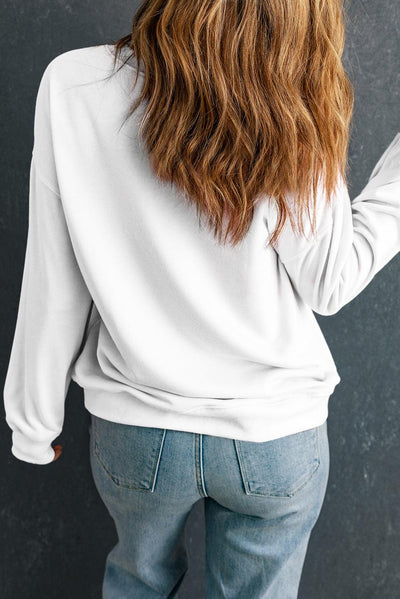 Beige Solid Classic Crewneck Pullover Sweatshirt