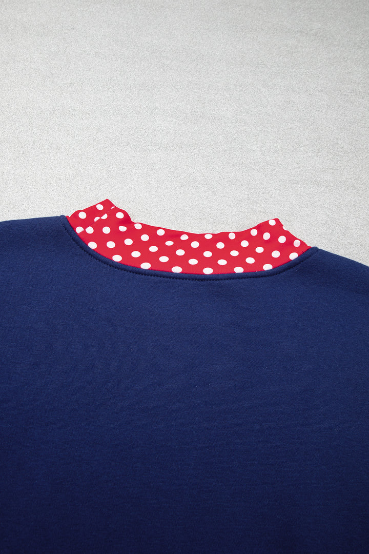 Orange Polka Dot Patchwork Round Neck Plus Size Sweatshirt