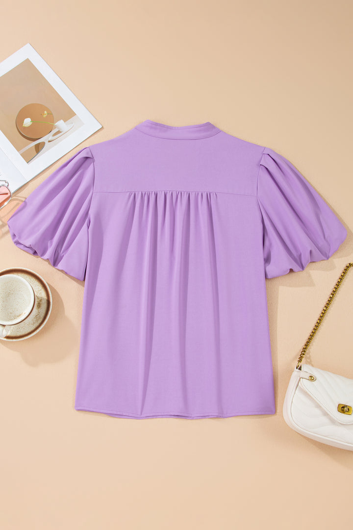 Phalaenopsis V Neck Puff Sleeve Summer Blouse