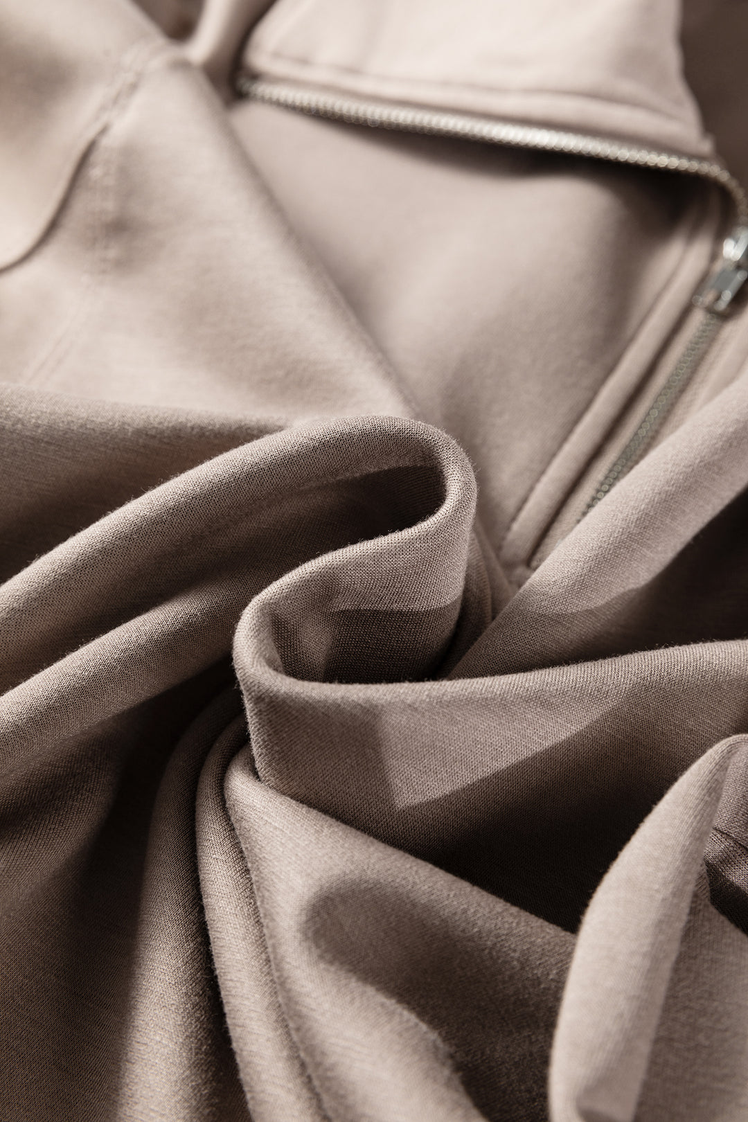 Goat Zip Collar Long Sleeve Top Drawstring Pants Set