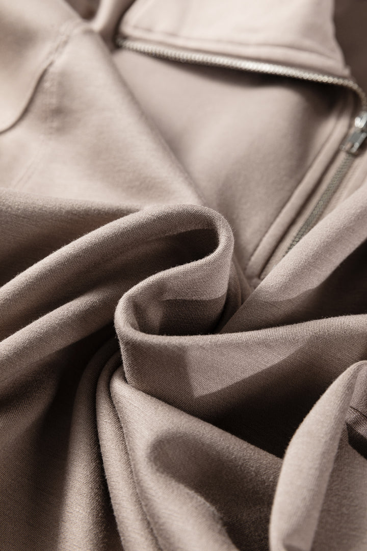 Goat Zip Collar Long Sleeve Top Drawstring Pants Set