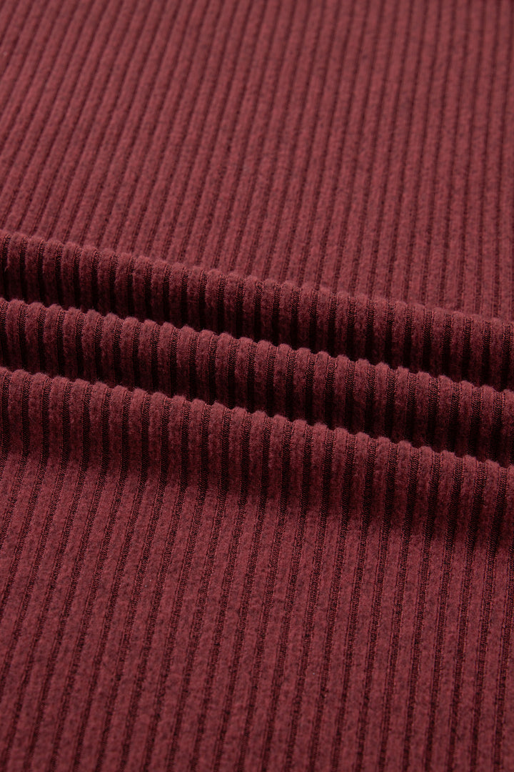 Wild Ginger Plus Size Ribbed Button Decor Long Sleeve Loose Top