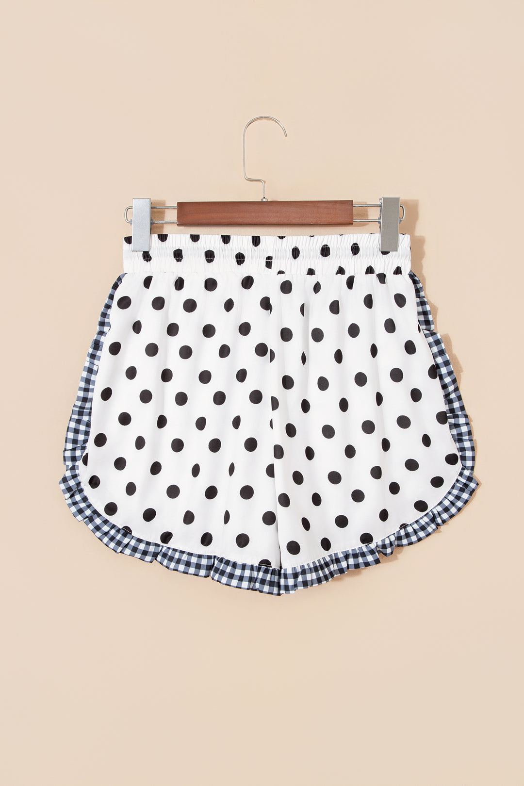Khaki Leopard Print Contrast Ruffle Trim Shorts