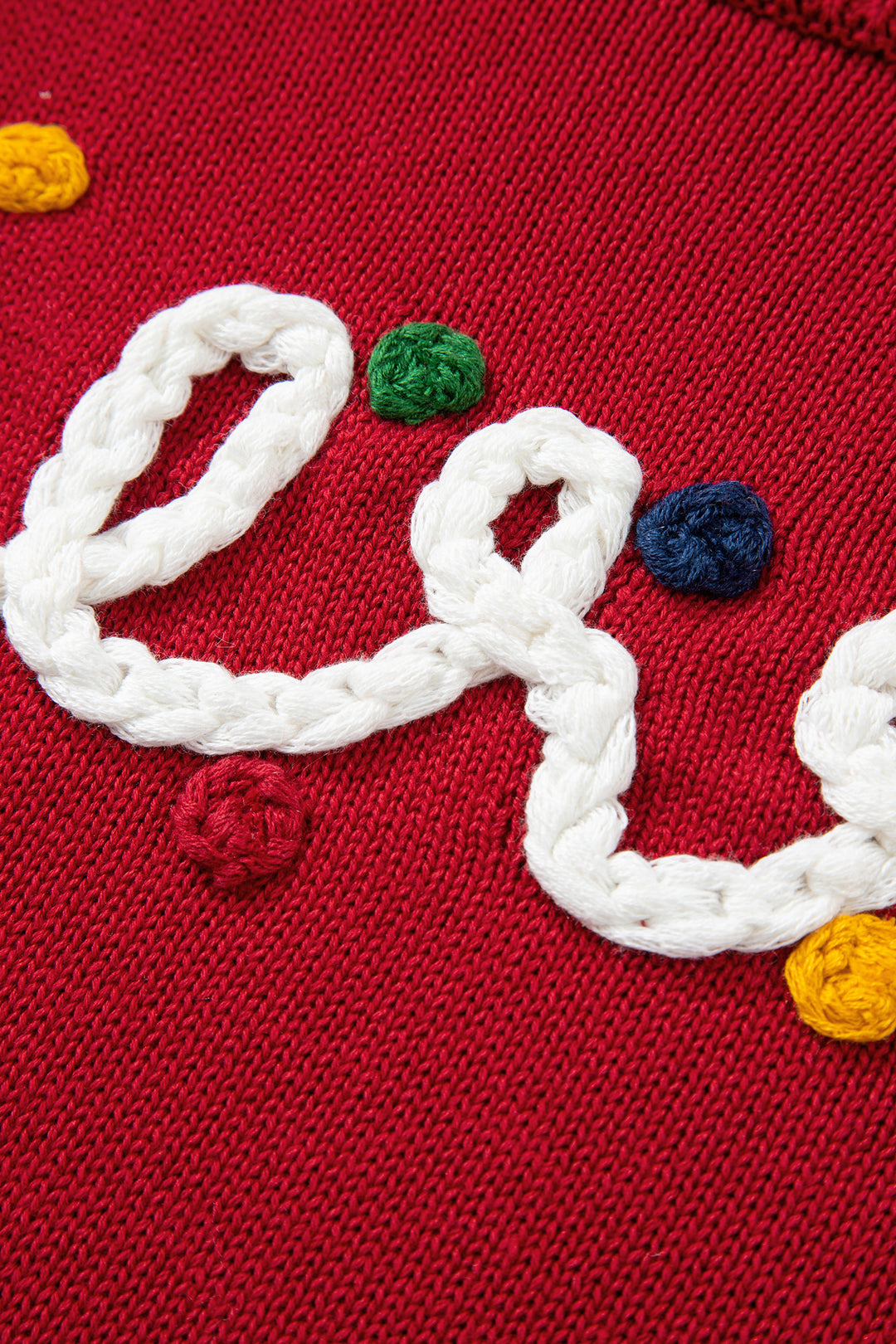 Racing Red Merry Colorful Dot Detail Christmas Drop Shoulder Sweater