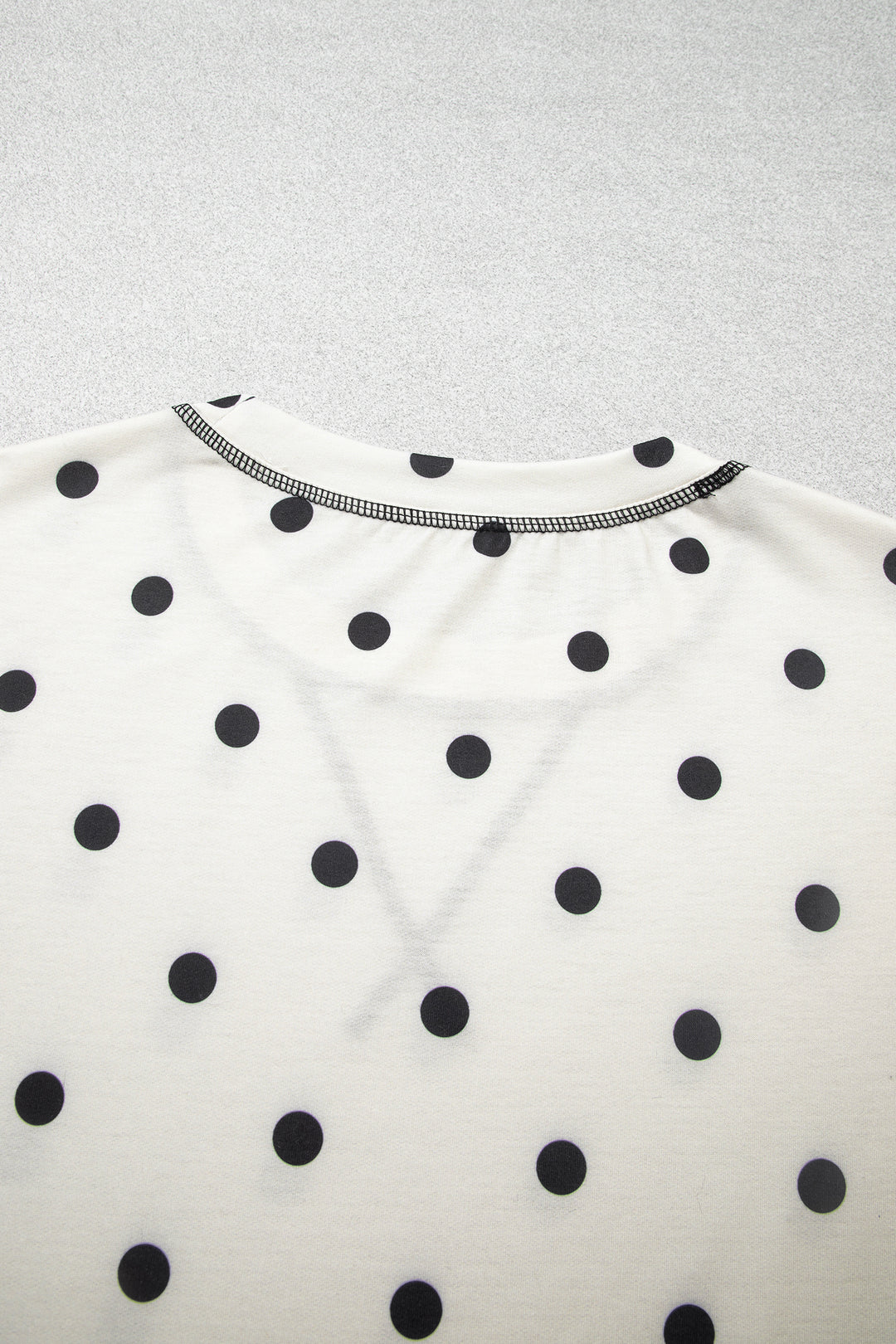 Beige Polka Dot Half Sleeve Loose Top Elastic Waist Casual Pants Set