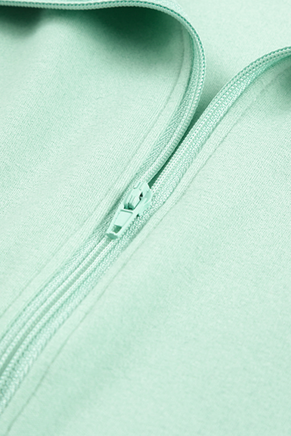 Green Zip Front Pocketed Pullover Sweatshirt