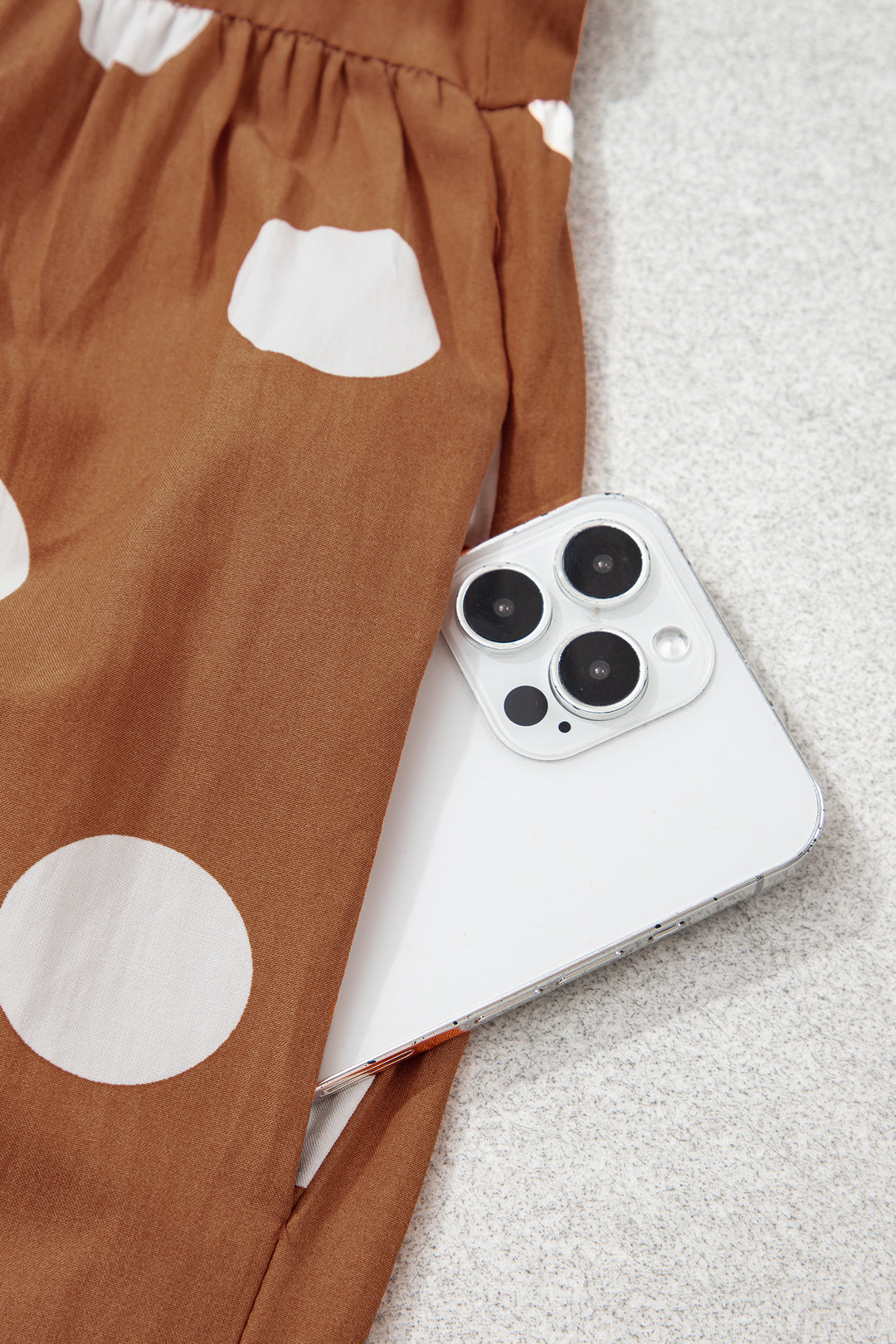 Brown Polka Dot Button Front Long Sleeve Shift Dress