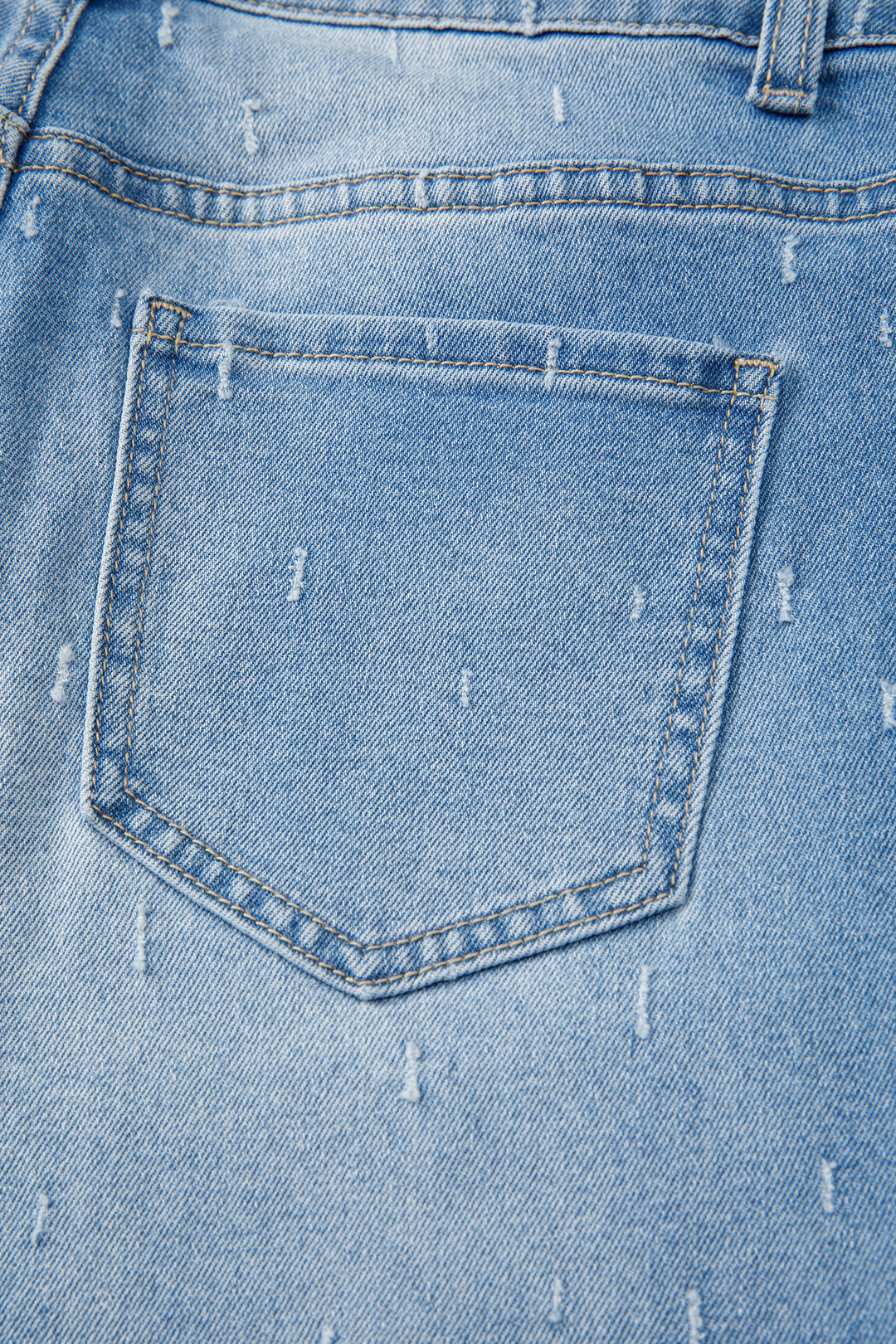 Mist Blue Distressed Detail Tummy Control Raw Hem Jeans