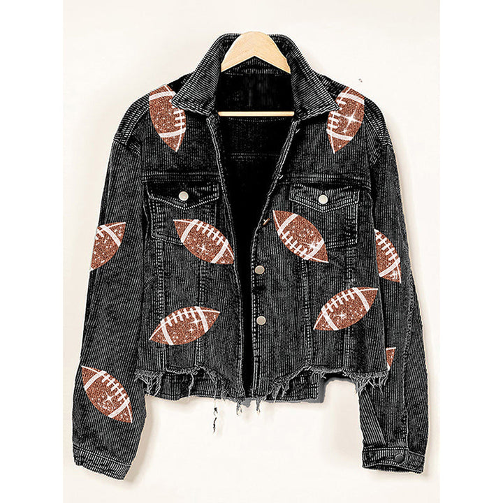 Cropped Corduroy Jacket with Button Front &amp; Raw Hem