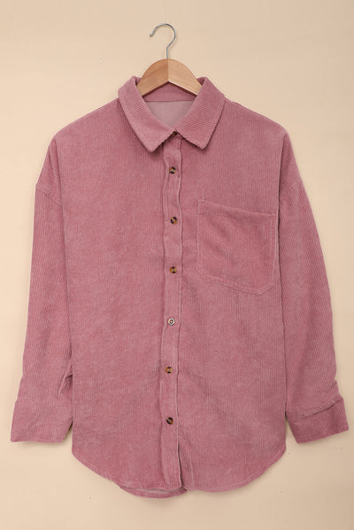 Pink Corduroy Button Pocket Shirt