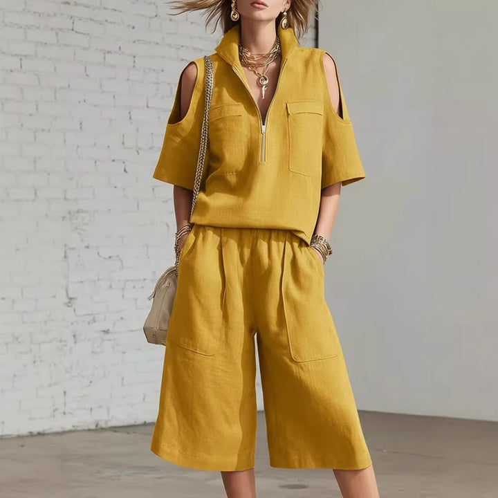 Short-Sleeve Shirt &amp; Loose Shorts Two-Piece Set | Casual