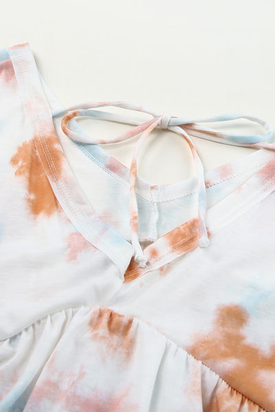 White Tie Dye Flowy Short Sleeve Top