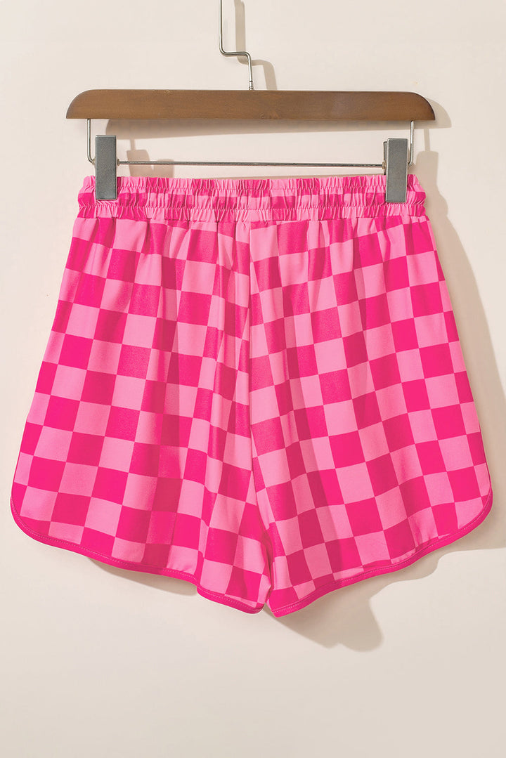 Checkered Drawstring Casual Shorts