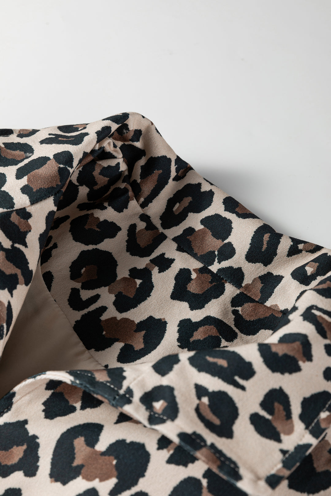 Brown Leopard Open Front Jacket Vest