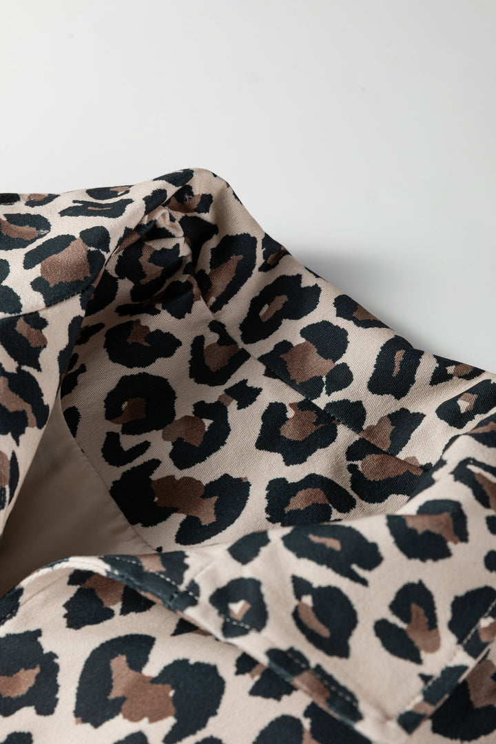 Brown Leopard Open Front Jacket Vest