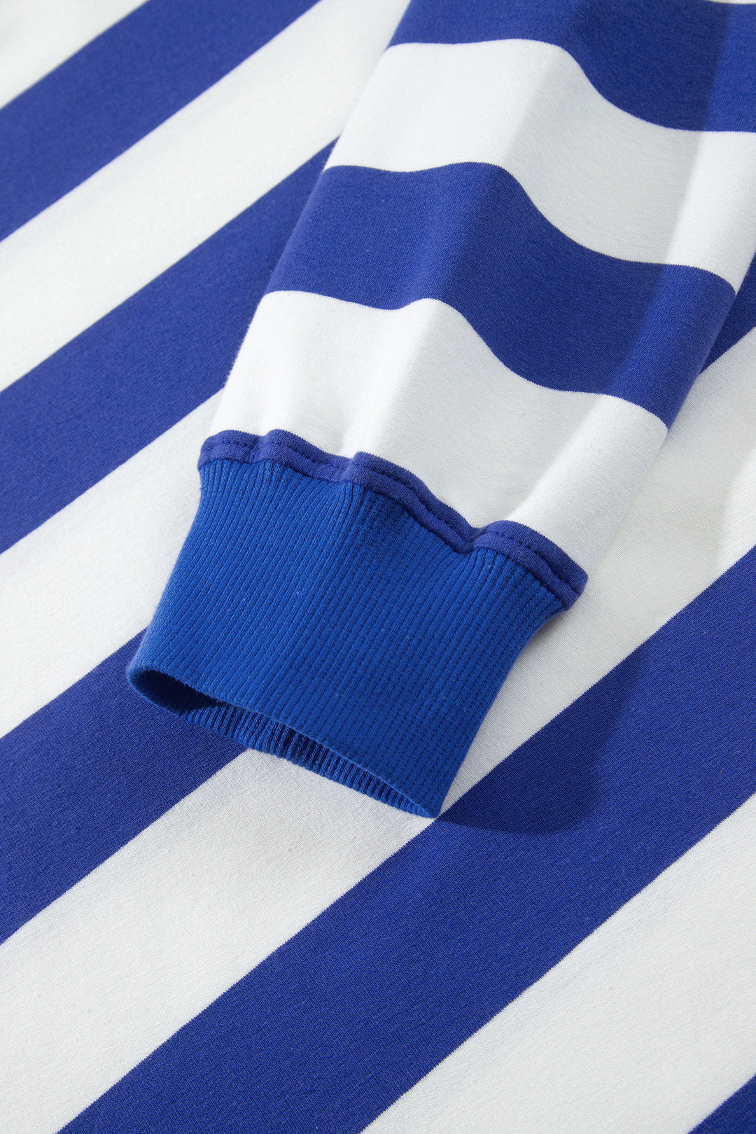 Blue Stripe Colorblock Mock Neck Relaxed Sweatshirt