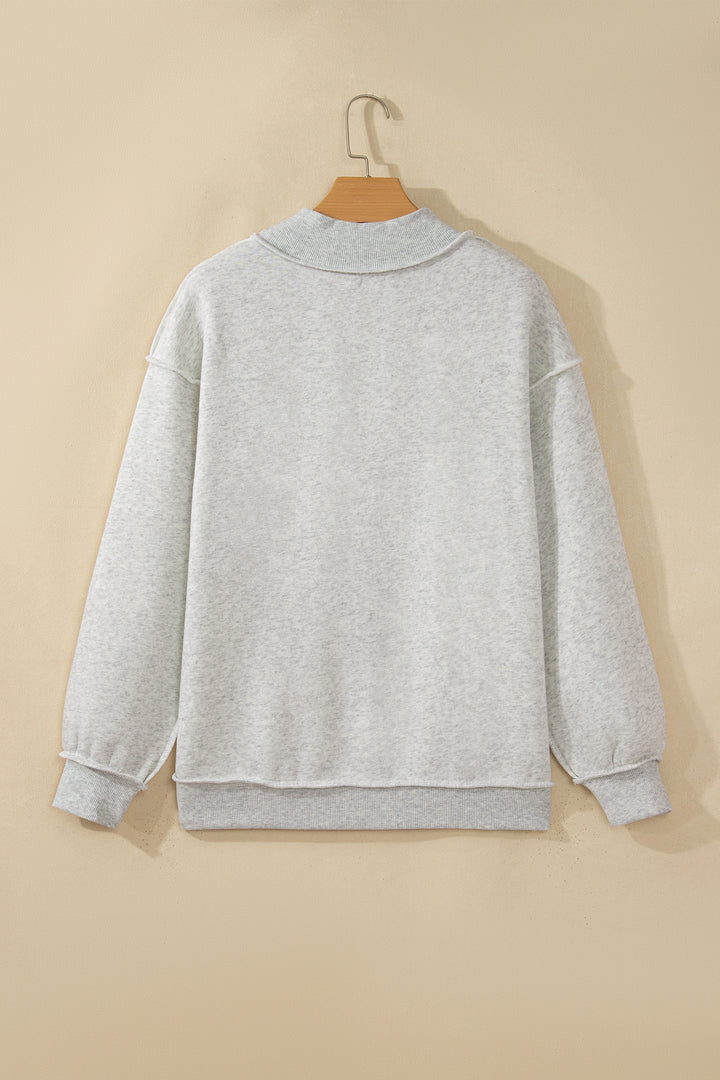 Gray Saved By Grace Embroidered Detail Letter Graphic High Neck Sweatshirt
