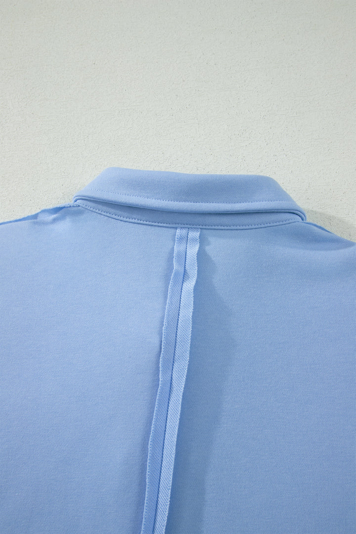 Banana Cream Loose Polo Tee Elastic Waist 2pcs Short Set