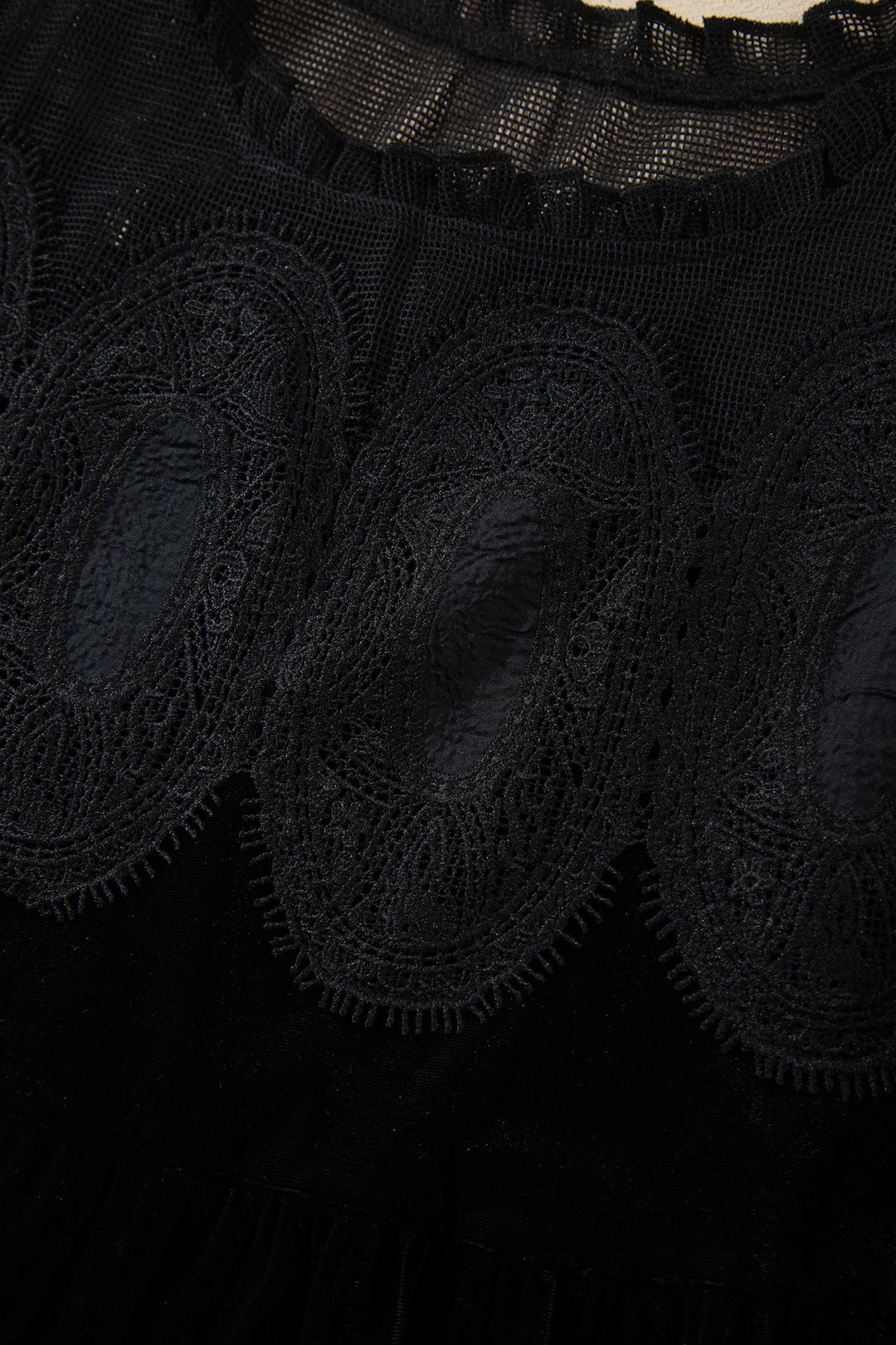 Black Embroidered Velvet Short Sleeve Mini Shift Dress