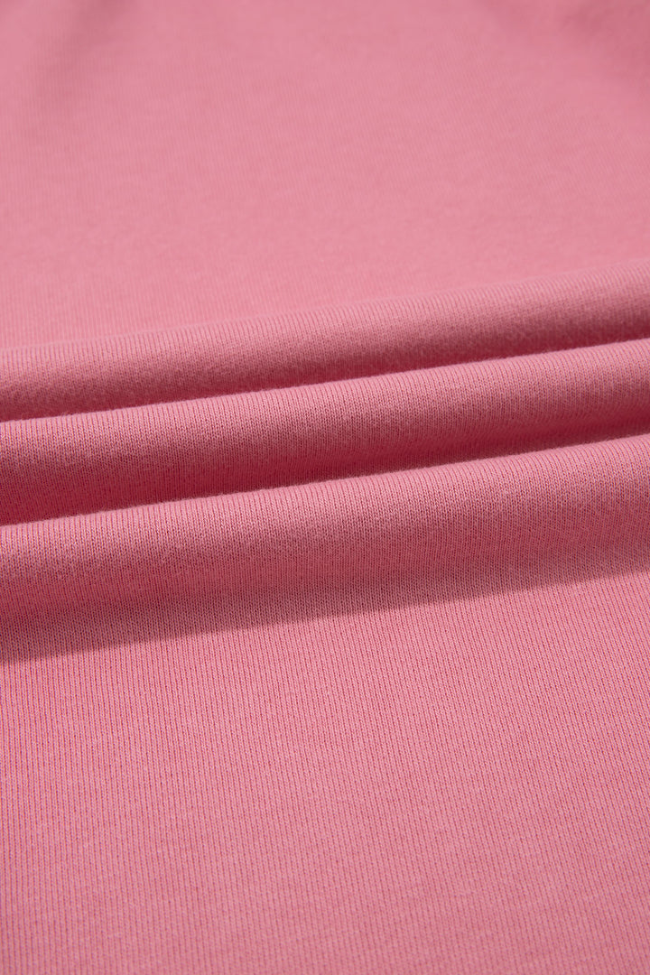 Gossamer Pink GOOD VIBES Chenille Letter Graphic Casual Hoodie