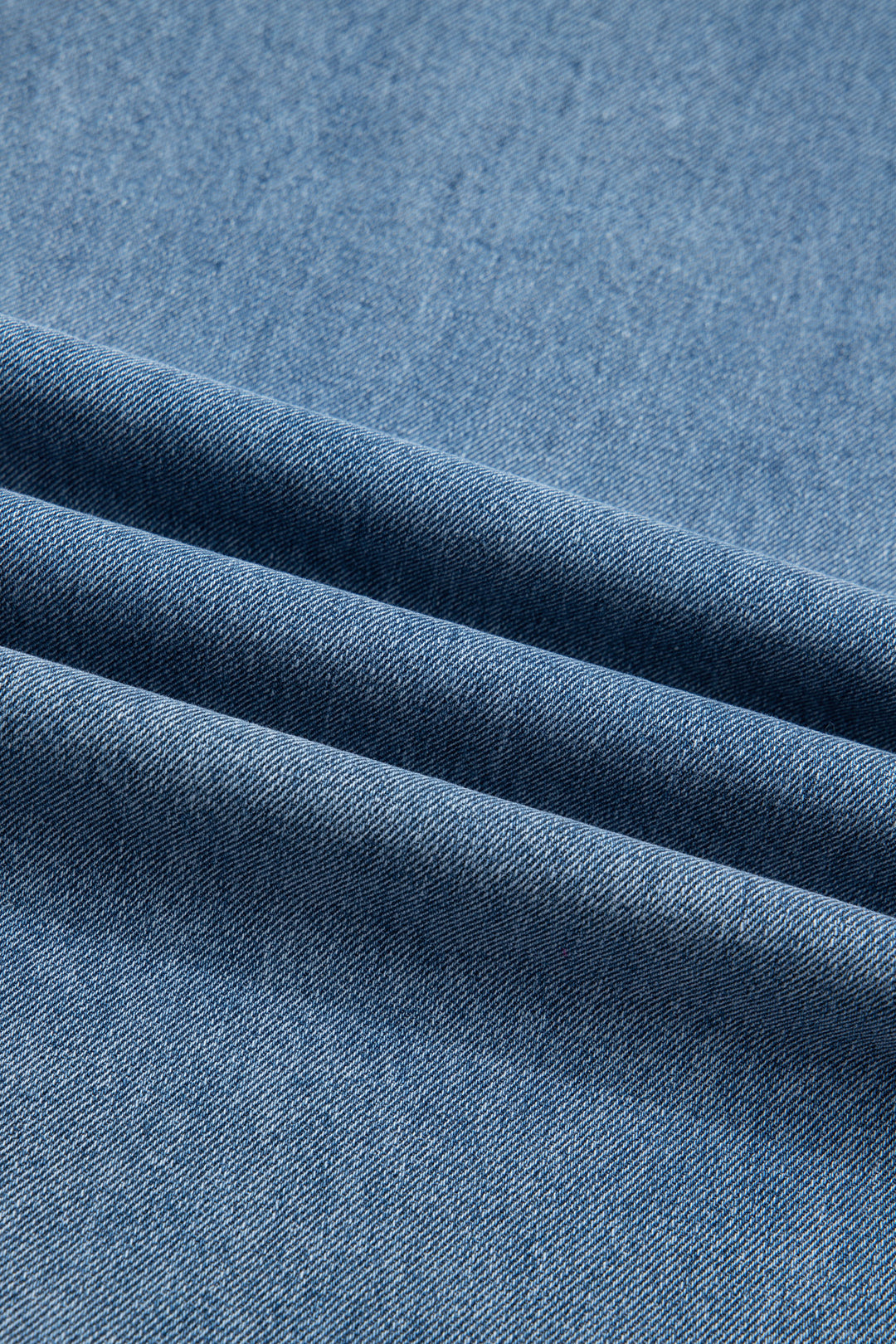 Dusk Blue Pleated Wide Leg Retro Pocketed Denim Jumpsuit