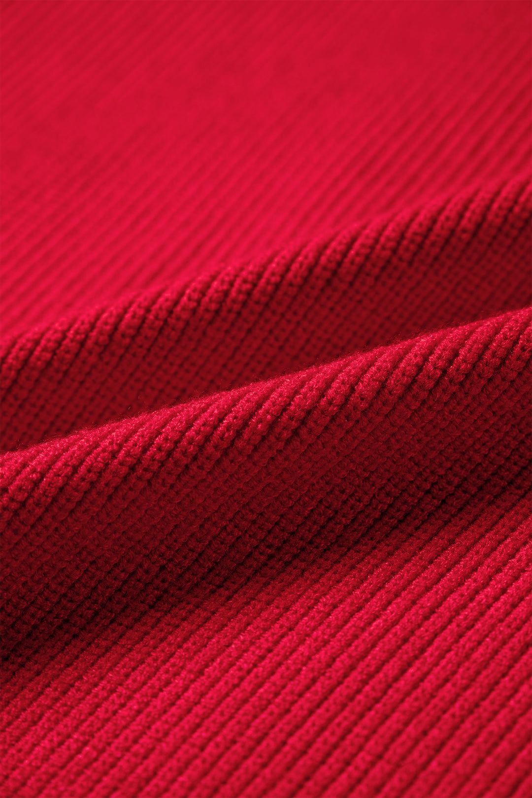 Fiery Red Bow Embroidered Graphic Ribbed Sweater Top