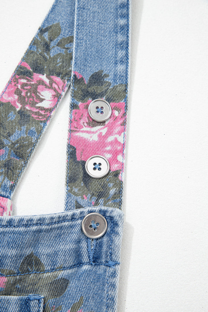 Myosotis Floral Print Denim Shortalls