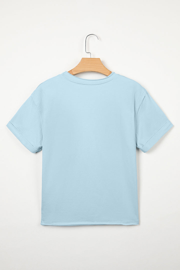 Myosotis Solid Color Round Neck Casual T Shirt