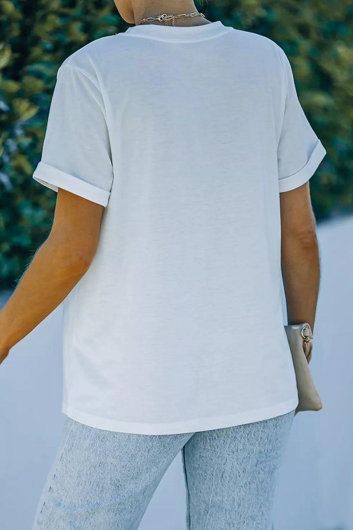 Round Neck Rolled Sleeve T-Shirt