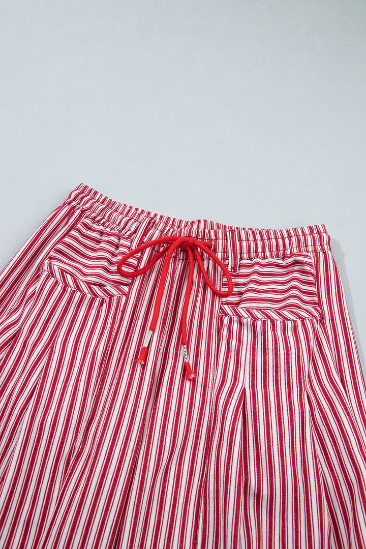 Red Stripe Drawstring Casual Loose Pants