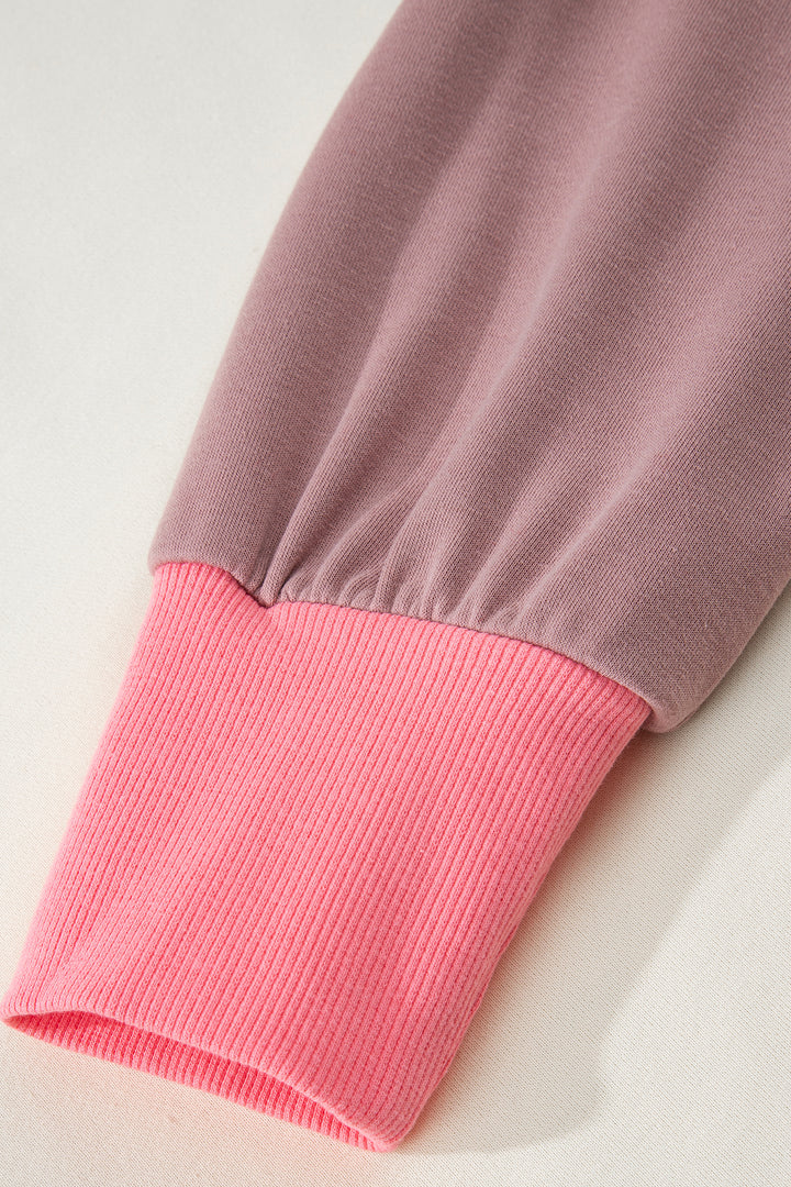 White Color Block Striped Patchwork Dolman Slit Sweatshirt