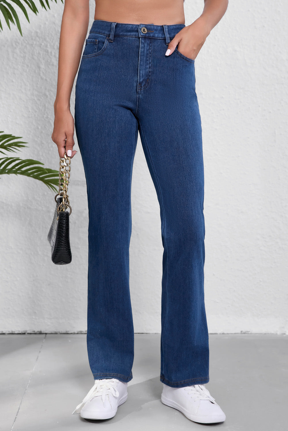 Ashleigh Blue Mid Waist Stretchy Knit Casual Bootcut Jeans