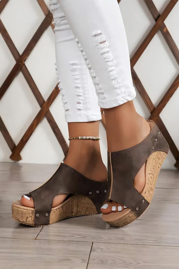 Skylar Pu Leather Wedge Slippers