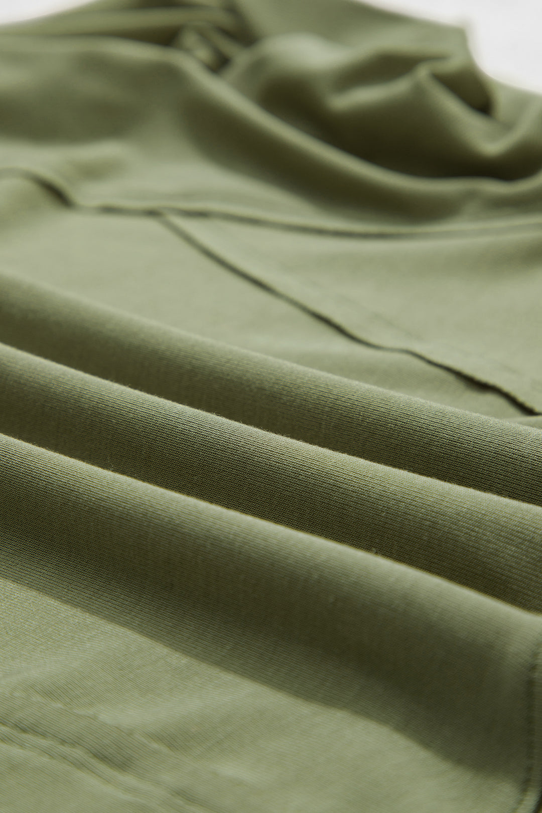 Guacamole Green Round Neck Paneling Long Sleeve Top