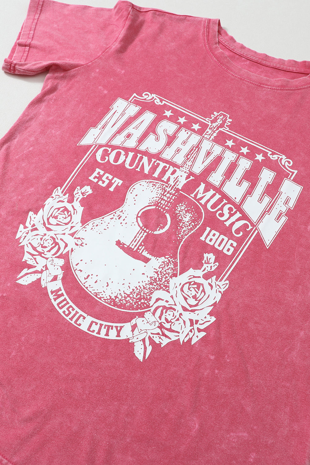 Fiery Red Nashville Music City Graphic Mineral Washed Tee