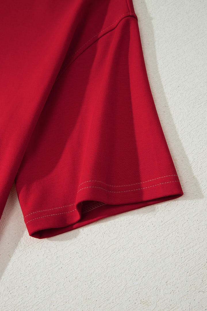 Racing Red Reversible Contrast-Stitched T-Shirt