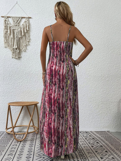 Full Size Printed Scoop Neck Maxi Cami Dress