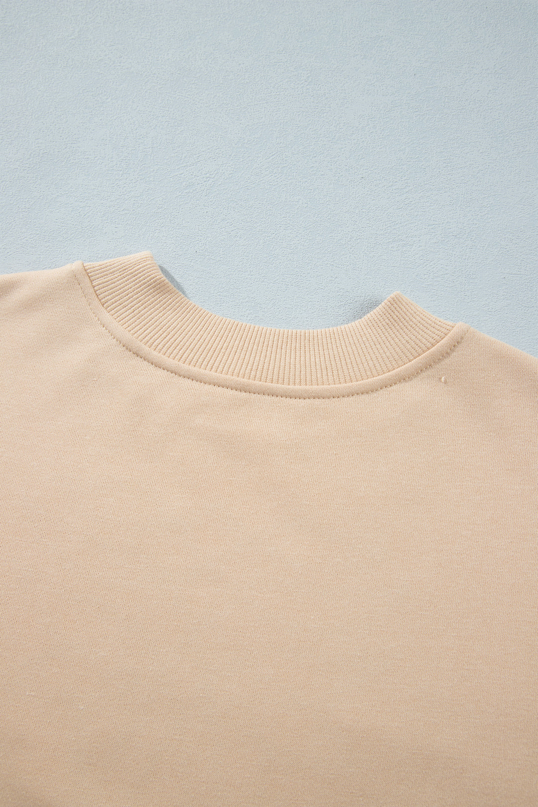 Light French Beige Western Embroidery Round Neck Pullover Long Sleeve Sweatshirt