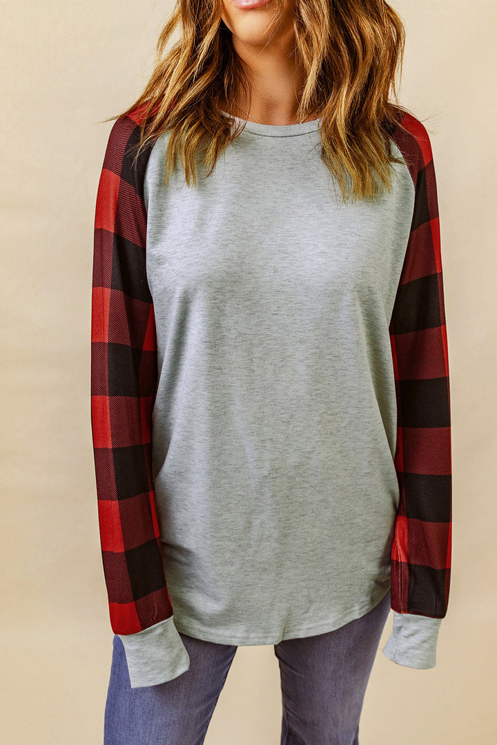 Aria Plaid Long Sleeve Sweatshirt