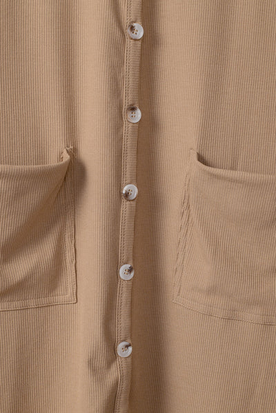 Khaki Selected Button Down Pocketed High Low Cardigan