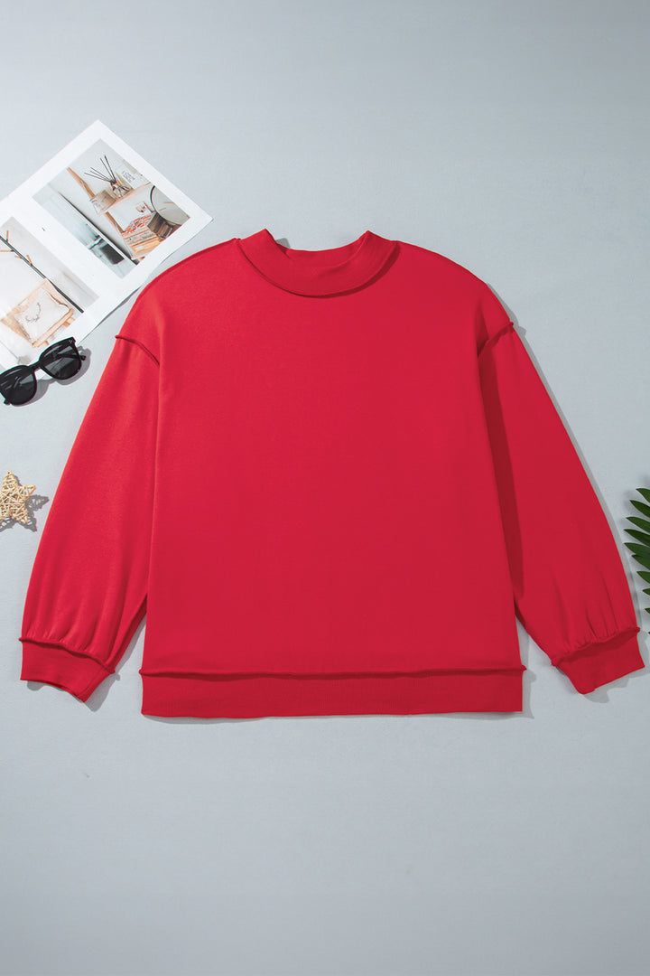 Racing Red Exposed Seam Detail Reversible Double Wear Plus Size Sweatshirt