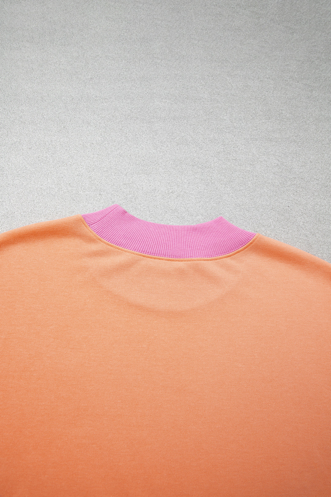 Pink Color Block Contrast Trim Plus Size Sweatshirt