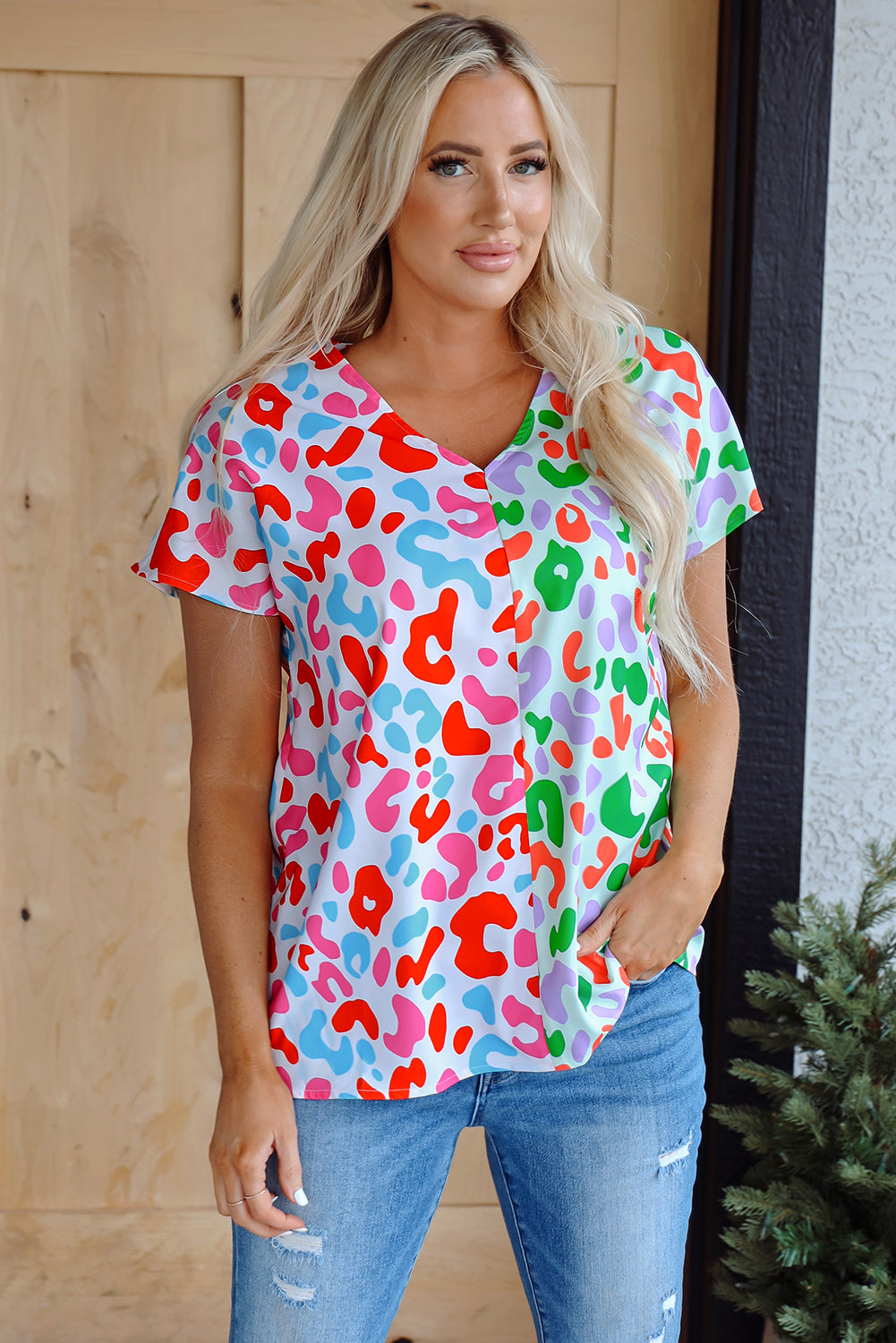 Ruthie Print Short Sleeve Blouse