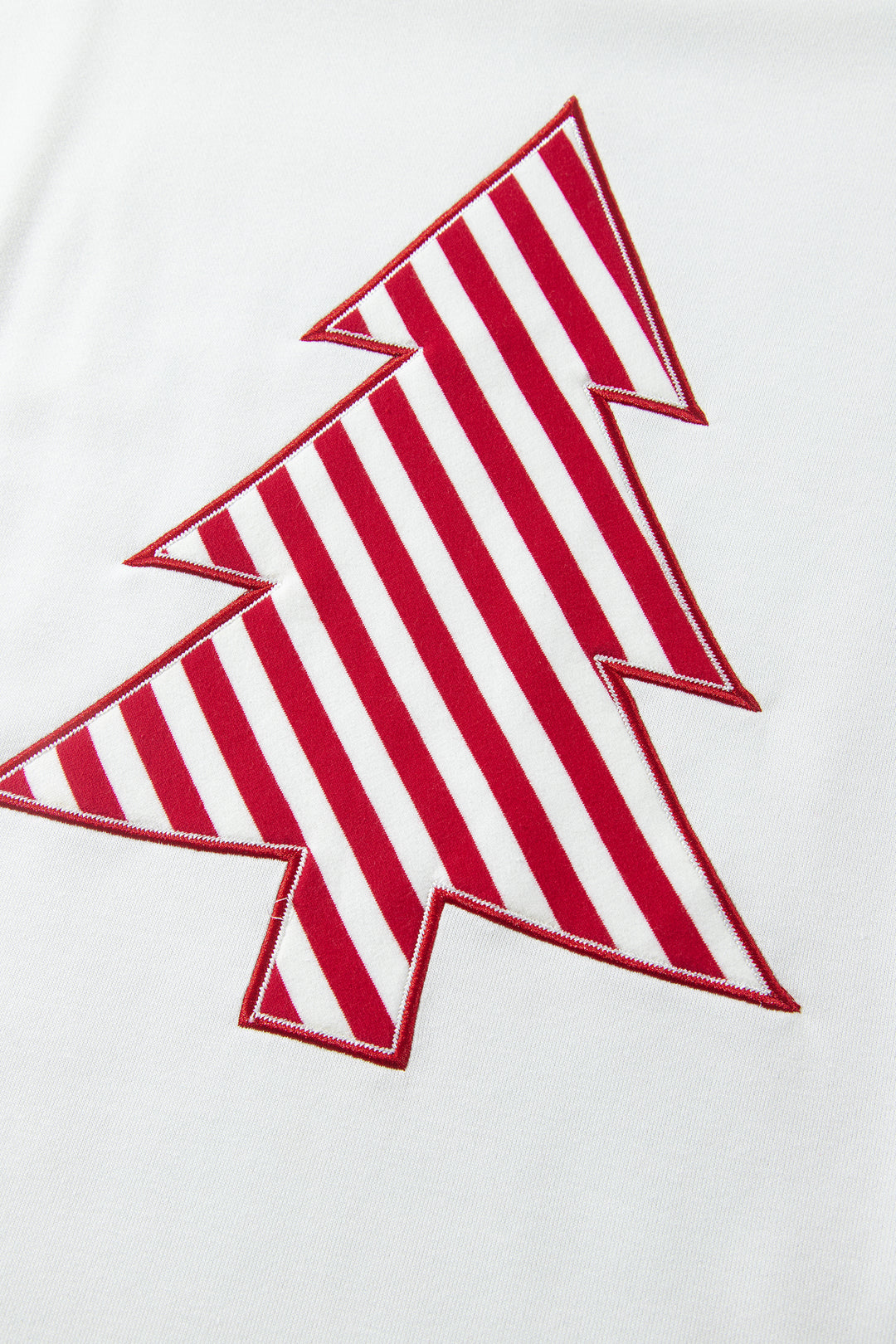 White Striped Contrast Christmas Tree Patchwork Puff Sleeve Top