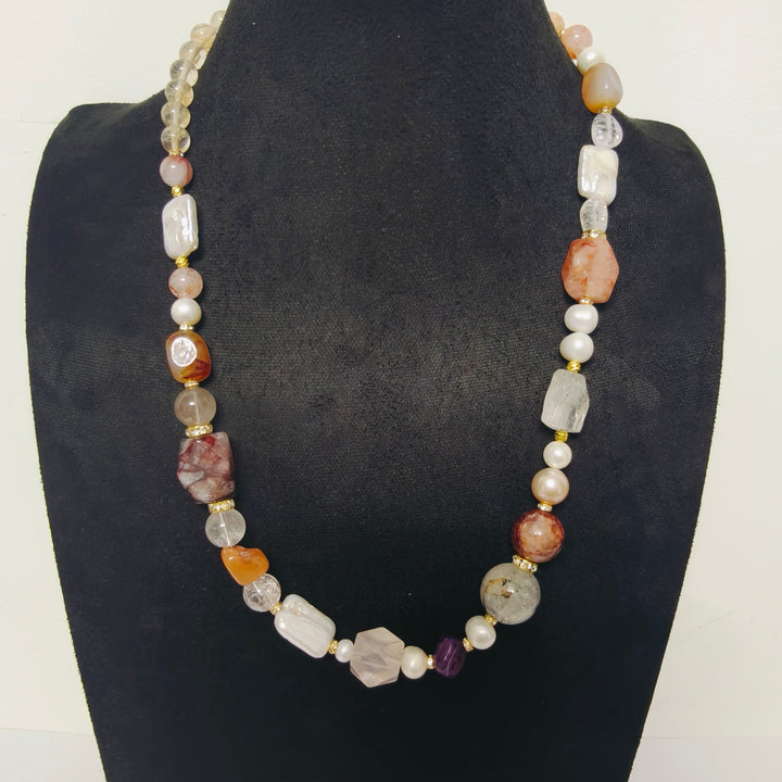 Handmade Premium Crystal Necklace |  Artisan Woven Jewelry with Alloy Accents  | Elegant Sparkling Statement Necklace for Women (MAC345)